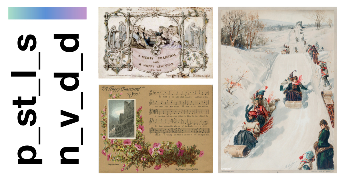 Postales de Navidad con ilustraciones vintage